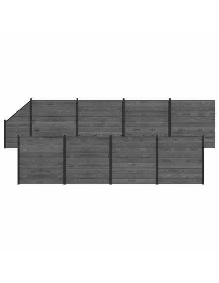 Pannello di Recinzione 9 pcs WPC e Alluminio Grigio