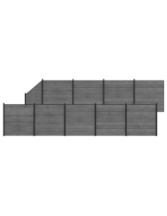Pannello di Recinzione 10 pcs WPC e Alluminio Grigio