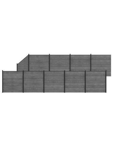 Pannello di Recinzione 10 pcs WPC e Alluminio Grigio