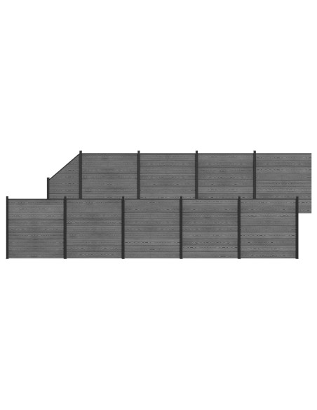 Pannello di Recinzione 10 pcs WPC e Alluminio Grigio