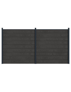 Pannello di Recinzione 2 pcs WPC e Alluminio Nero