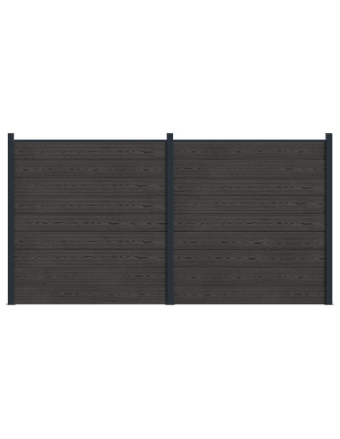 Pannello di Recinzione 2 pcs WPC e Alluminio Nero