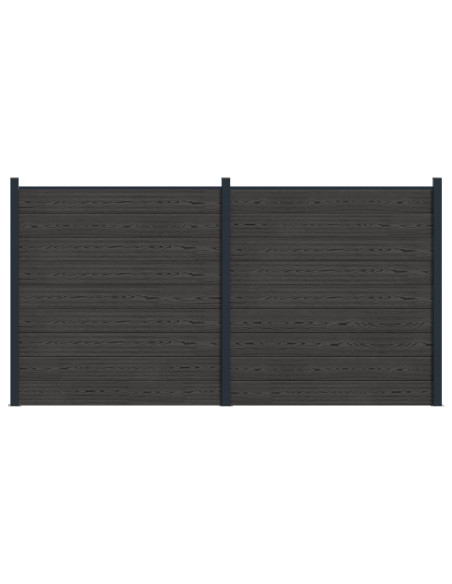 Pannello di Recinzione 2 pcs WPC e Alluminio Nero
