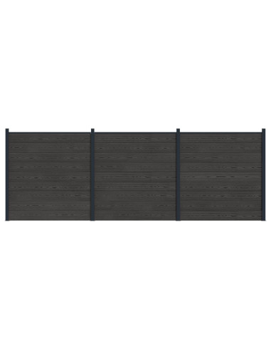 Pannello di Recinzione 3 pcs WPC e Alluminio Nero