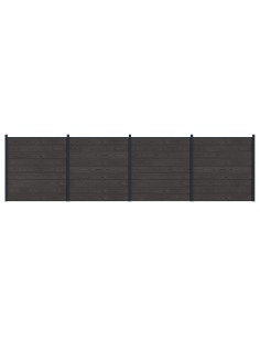 Pannello di Recinzione 4 pcs WPC e Alluminio Nero
