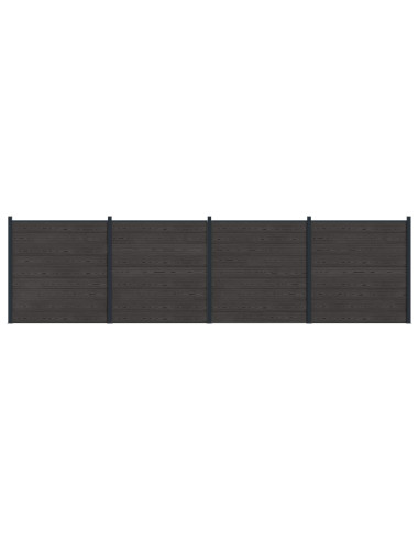 Pannello di Recinzione 4 pcs WPC e Alluminio Nero