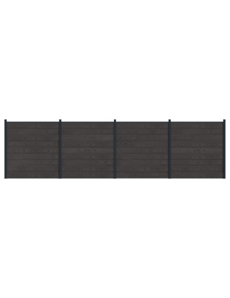Pannello di Recinzione 4 pcs WPC e Alluminio Nero