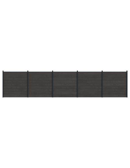 Pannello di Recinzione 5 pcs WPC e Alluminio Nero
