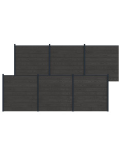 Pannello di Recinzione 6 pcs WPC e Alluminio Nero