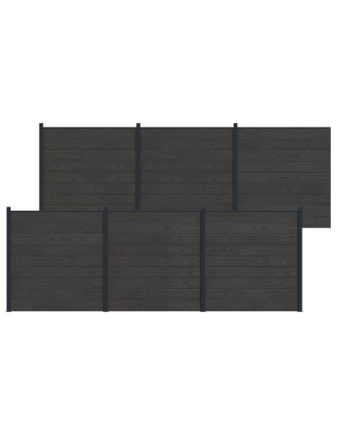 Pannello di Recinzione 6 pcs WPC e Alluminio Nero