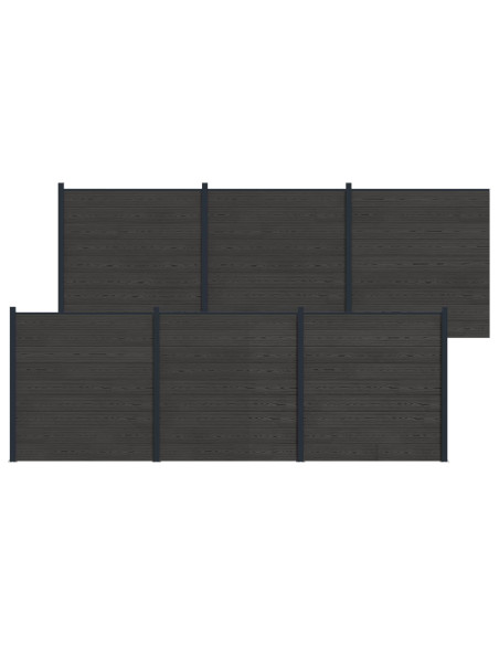 Pannello di Recinzione 6 pcs WPC e Alluminio Nero