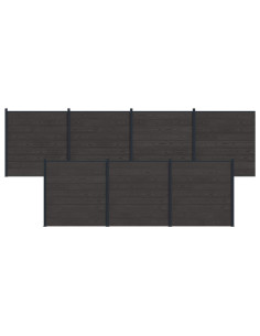 Pannello di Recinzione 7 pcs WPC e Alluminio Nero