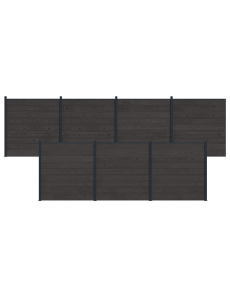 Pannello di Recinzione 7 pcs WPC e Alluminio Nero