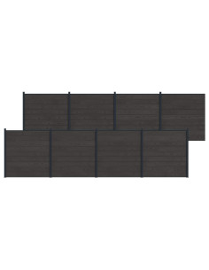 Pannello di Recinzione 8 pcs WPC e Alluminio Nero