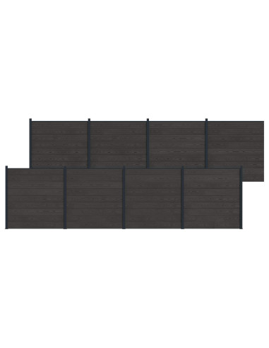 Pannello di Recinzione 8 pcs WPC e Alluminio Nero
