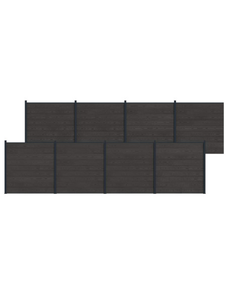 Pannello di Recinzione 8 pcs WPC e Alluminio Nero