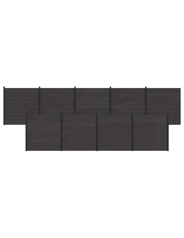 Pannello di Recinzione 9 pcs WPC e Alluminio Nero