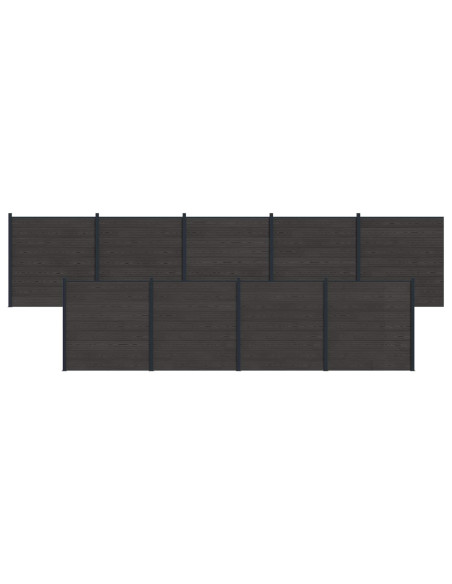 Pannello di Recinzione 9 pcs WPC e Alluminio Nero