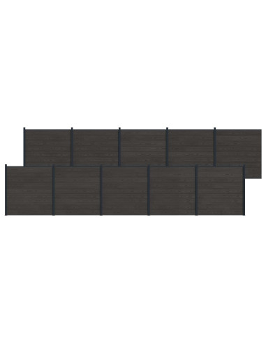Pannello di Recinzione 10 pcs WPC e Alluminio Nero
