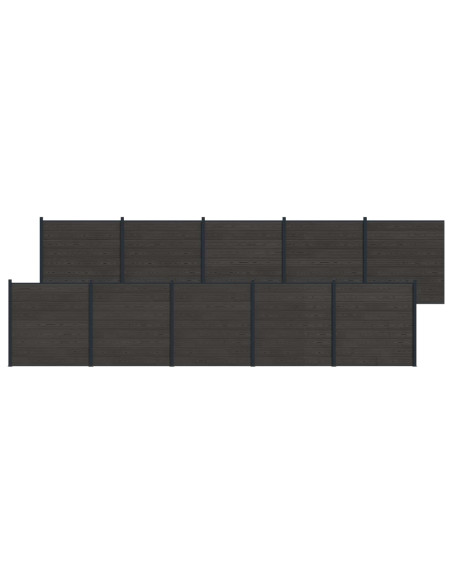Pannello di Recinzione 10 pcs WPC e Alluminio Nero