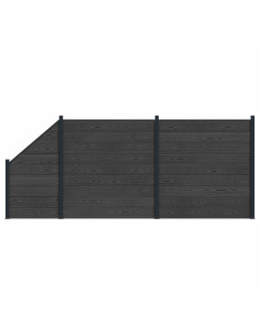 Pannello di Recinzione 3 pcs WPC e Alluminio Nero