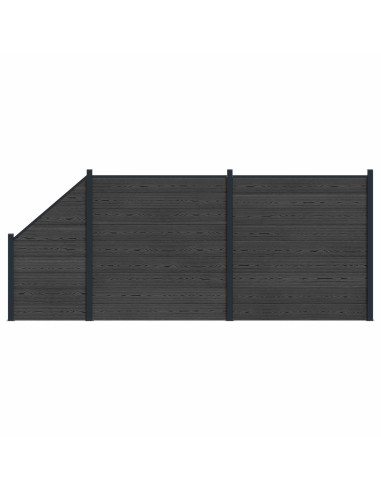 Pannello di Recinzione 3 pcs WPC e Alluminio Nero