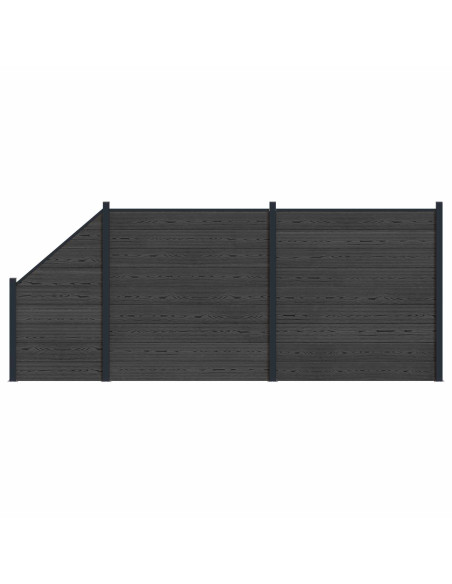 Pannello di Recinzione 3 pcs WPC e Alluminio Nero