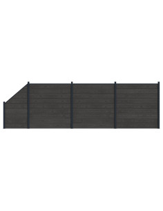 Pannello di Recinzione 4 pcs WPC e Alluminio Nero