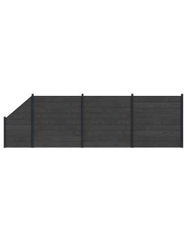 Pannello di Recinzione 4 pcs WPC e Alluminio Nero