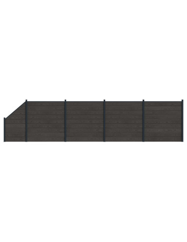 Pannello di Recinzione 5 pcs WPC e Alluminio Nero