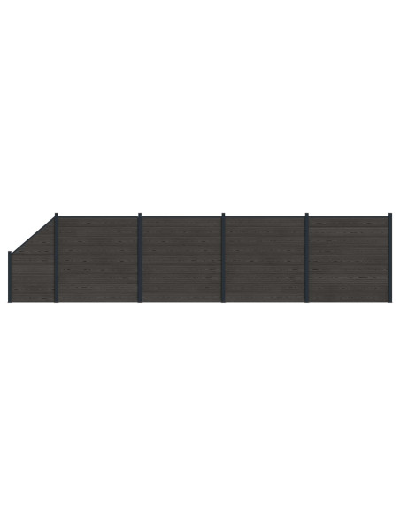 Pannello di Recinzione 5 pcs WPC e Alluminio Nero