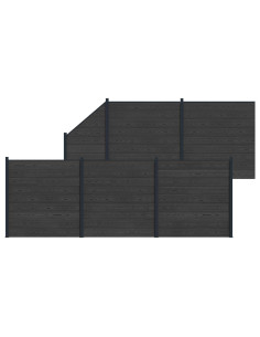 Pannello di Recinzione 6 pcs WPC e Alluminio Nero