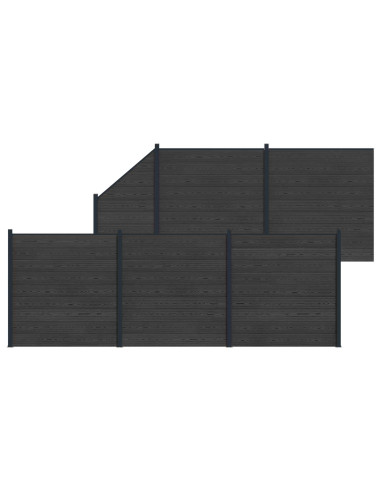 Pannello di Recinzione 6 pcs WPC e Alluminio Nero