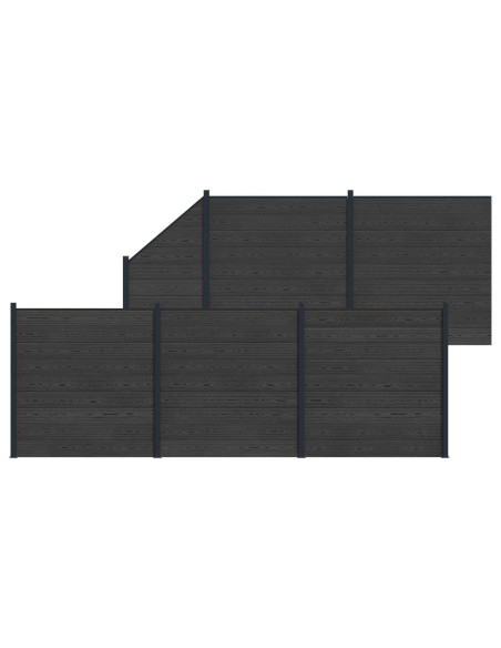 Pannello di Recinzione 6 pcs WPC e Alluminio Nero