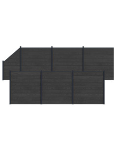 Pannello di Recinzione 7 pcs WPC e Alluminio Nero