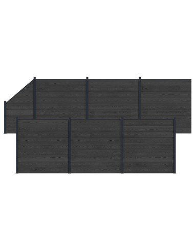 Pannello di Recinzione 7 pcs WPC e Alluminio Nero
