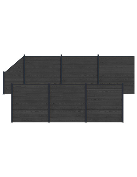 Pannello di Recinzione 7 pcs WPC e Alluminio Nero