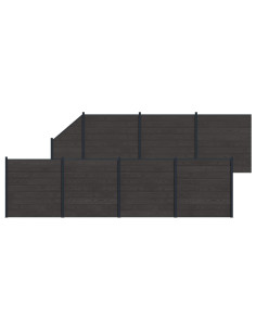 Pannello di Recinzione 8 pcs WPC e Alluminio Nero
