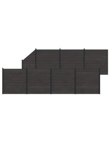 Pannello di Recinzione 8 pcs WPC e Alluminio Nero
