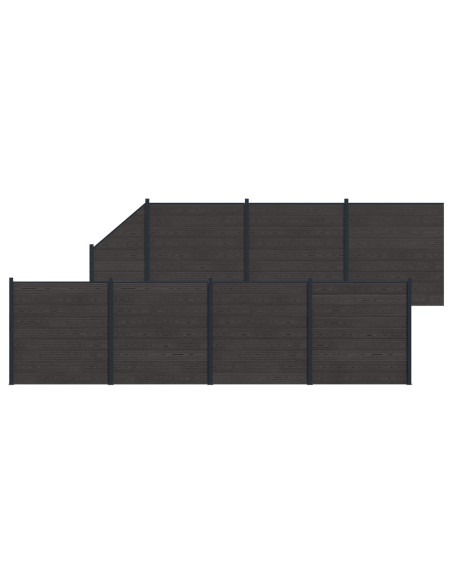 Pannello di Recinzione 8 pcs WPC e Alluminio Nero