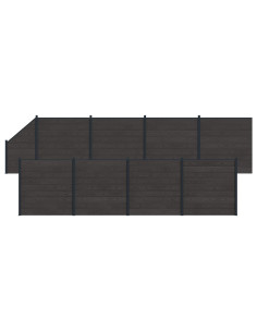 Pannello di Recinzione 9 pcs WPC e Alluminio Nero