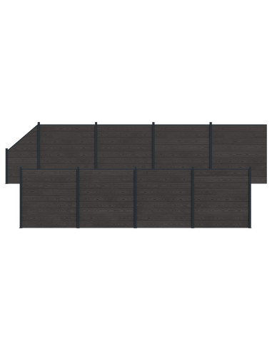 Pannello di Recinzione 9 pcs WPC e Alluminio Nero
