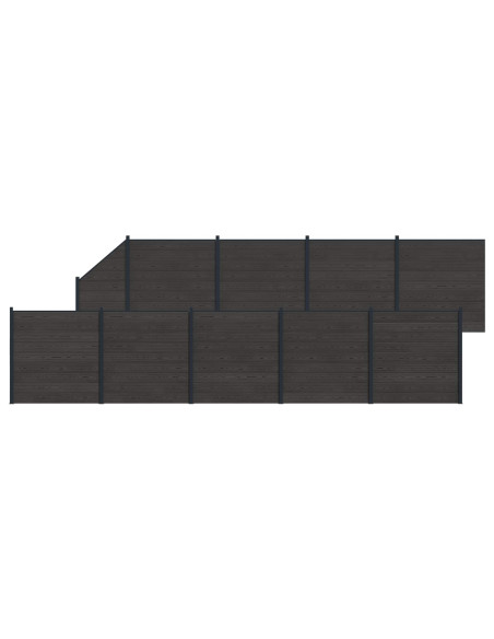 Pannello di Recinzione 10 pcs WPC e Alluminio Nero