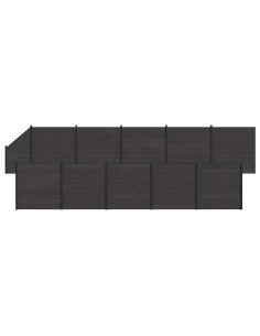 Pannello di Recinzione 11 pcs WPC e Alluminio Nero