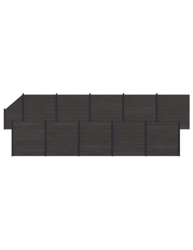 Pannello di Recinzione 11 pcs WPC e Alluminio Nero