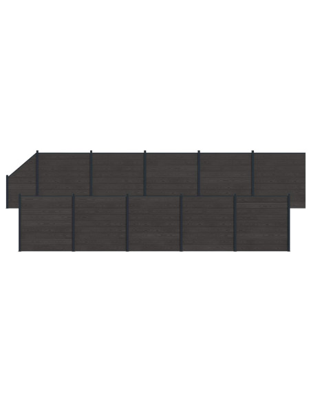 Pannello di Recinzione 11 pcs WPC e Alluminio Nero