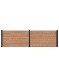 Pannello di Recinzione 2 pcs WPC e Alluminio Marrone