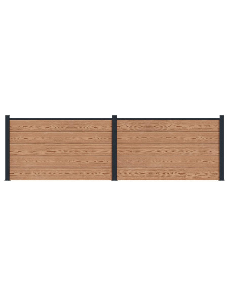 Pannello di Recinzione 2 pcs WPC e Alluminio Marrone