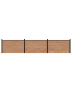 Pannello di Recinzione 3 pcs WPC e Alluminio Marrone