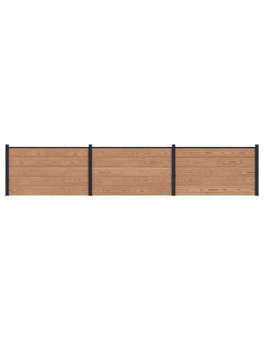 Pannello di Recinzione 3 pcs WPC e Alluminio Marrone